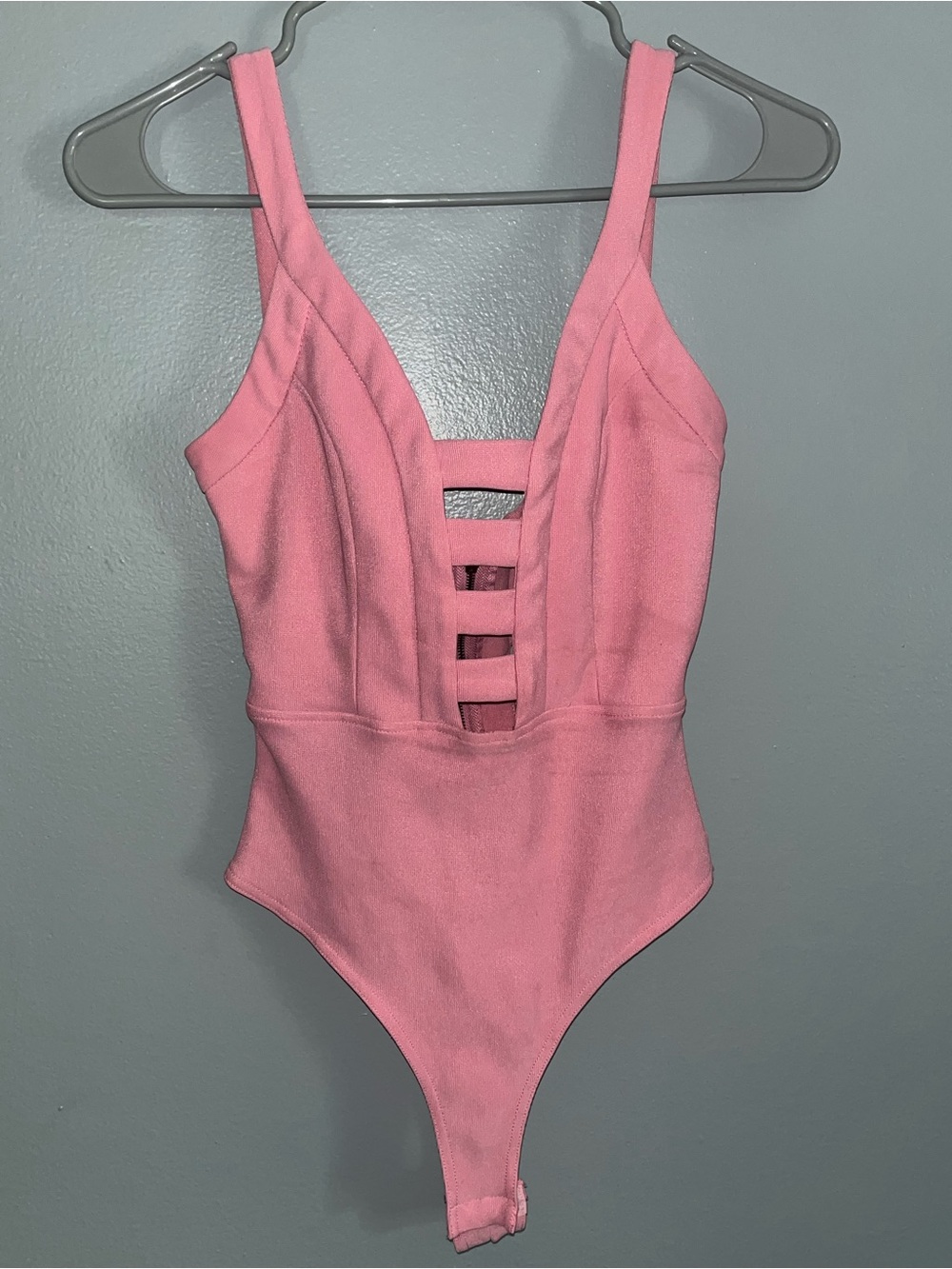 Pink One-Piece Bodysuit - Stylish Ladder Front